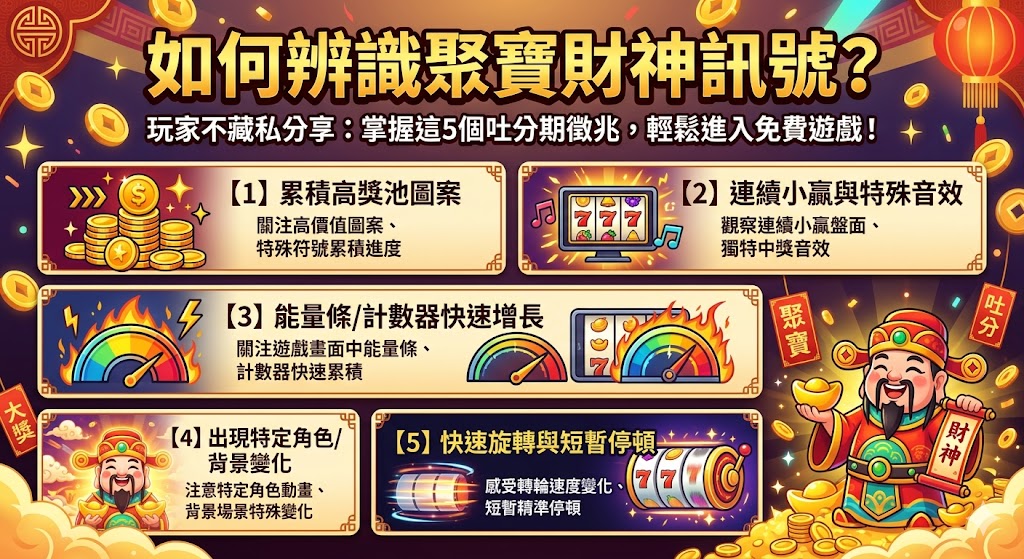 如何辨識聚寶財神訊號？玩家不藏私分享：掌握這5個吐分期徵兆，輕鬆進入免費遊戲！