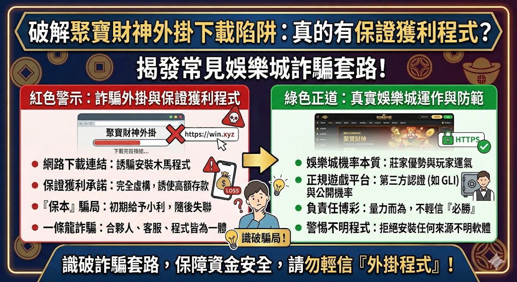 破解聚寶財神外掛下載陷阱：真的有保證獲利程式？揭發常見娛樂城詐騙套路！
